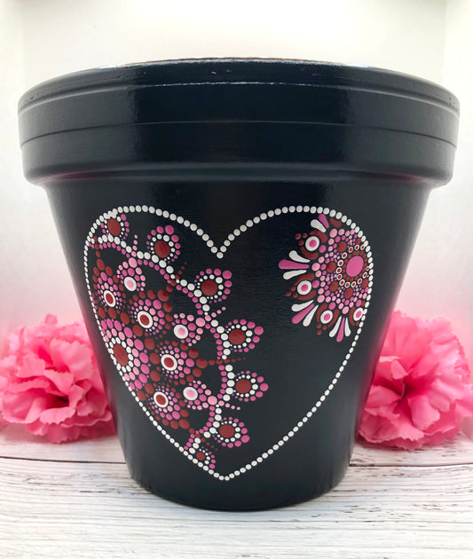 6” Heart Mandala Plant Pot