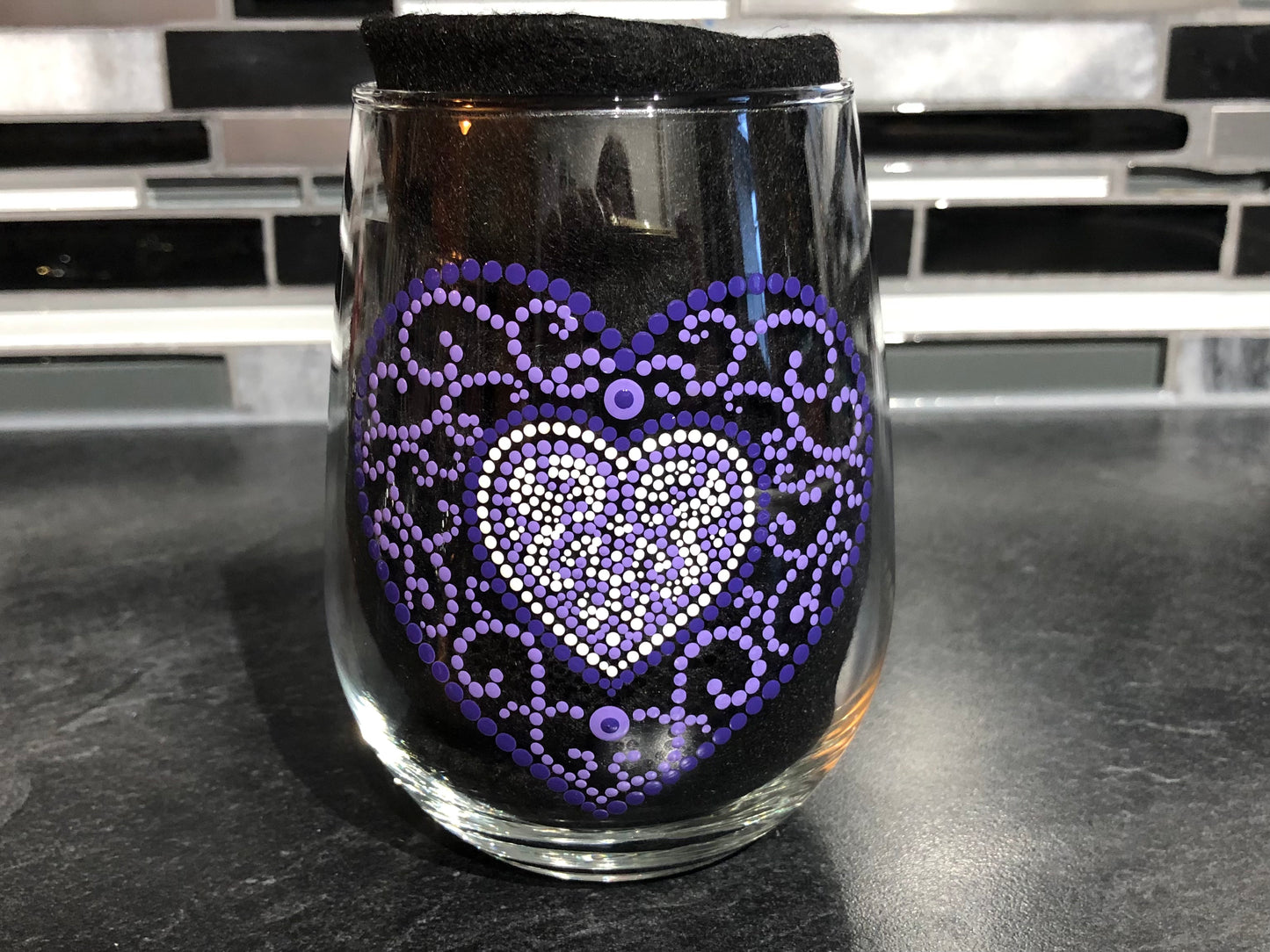 Purple Heart Wine Glass